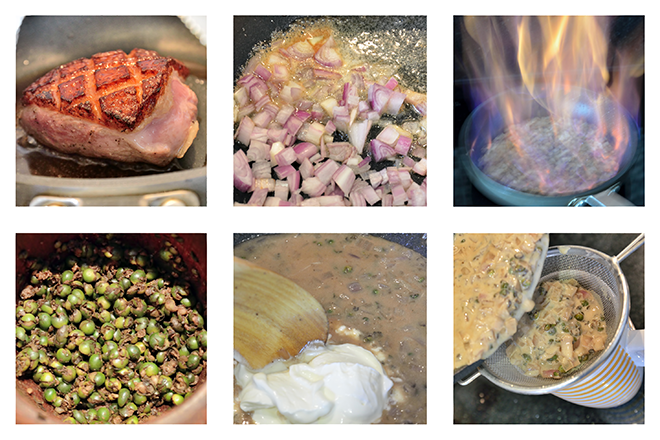 Magret de canard, sauce au poivre vert