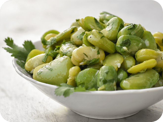 Fèves à la coriandre